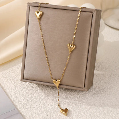 Wholesale Jewelry Elegant Classic Style Heart Shape 304 Stainless Steel 18K Gold Plated Plating Pendant Necklace