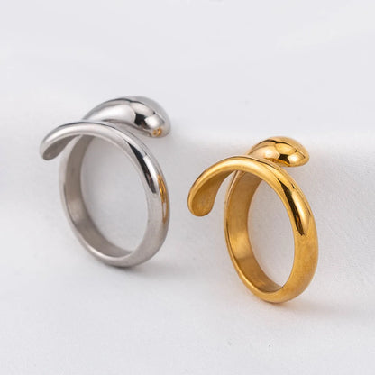 Wholesale Jewelry Elegant Classic Style Solid Color 304 Stainless Steel 18K Gold Plated Irregular Plating Open Rings