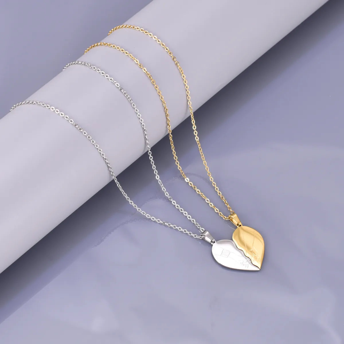 Wholesale Jewelry Elegant Classic Style Solid Color 304 Stainless Steel Titanium Steel 18K Gold Plated Layered Necklaces