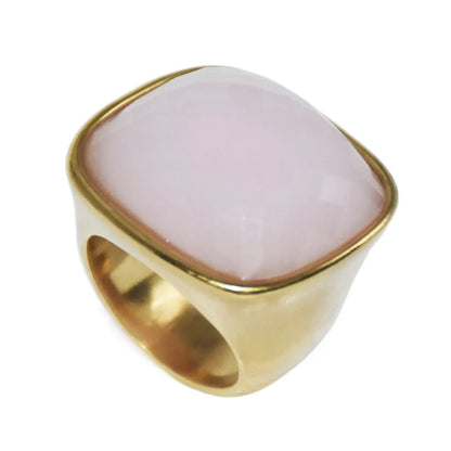 Wholesale Jewelry Elegant Classic Style Square 304 Stainless Steel Glass Inlay Rings