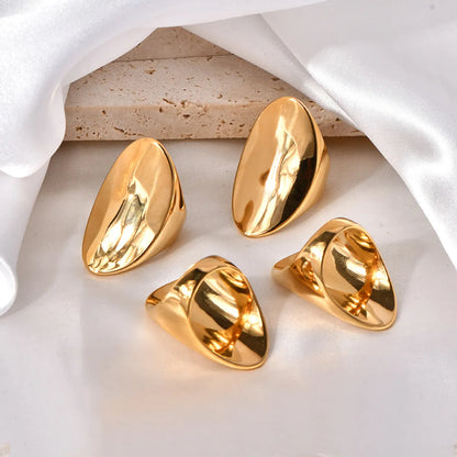 Wholesale Jewelry Elegant Classical Geometric 304 Stainless Steel 18K Gold Plated Rings