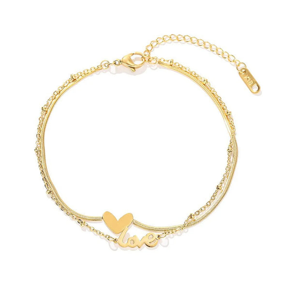 Wholesale Jewelry Elegant Classical Lady Letter Heart Shape Titanium Steel Anklet