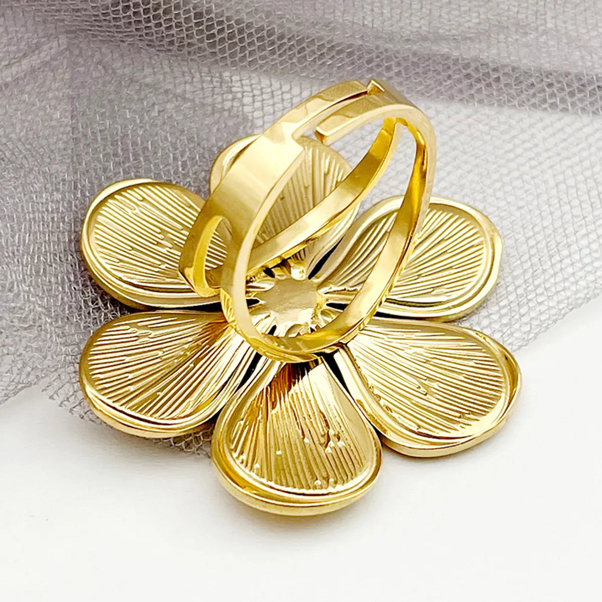 Wholesale Jewelry Elegant Classical Maple Leaf Heart Shape Flower 304 Stainless Steel 14K Gold Plated Enamel Plating Adjustable Ring Open Rings