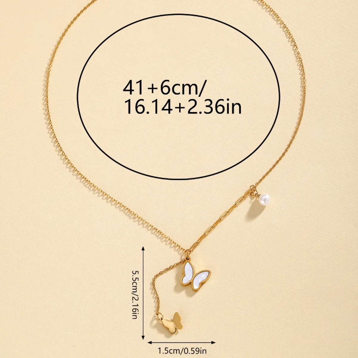 Wholesale Jewelry Elegant Classical Retro Eye Butterfly 304 Stainless Steel Double Layer Necklaces Pendant Necklace