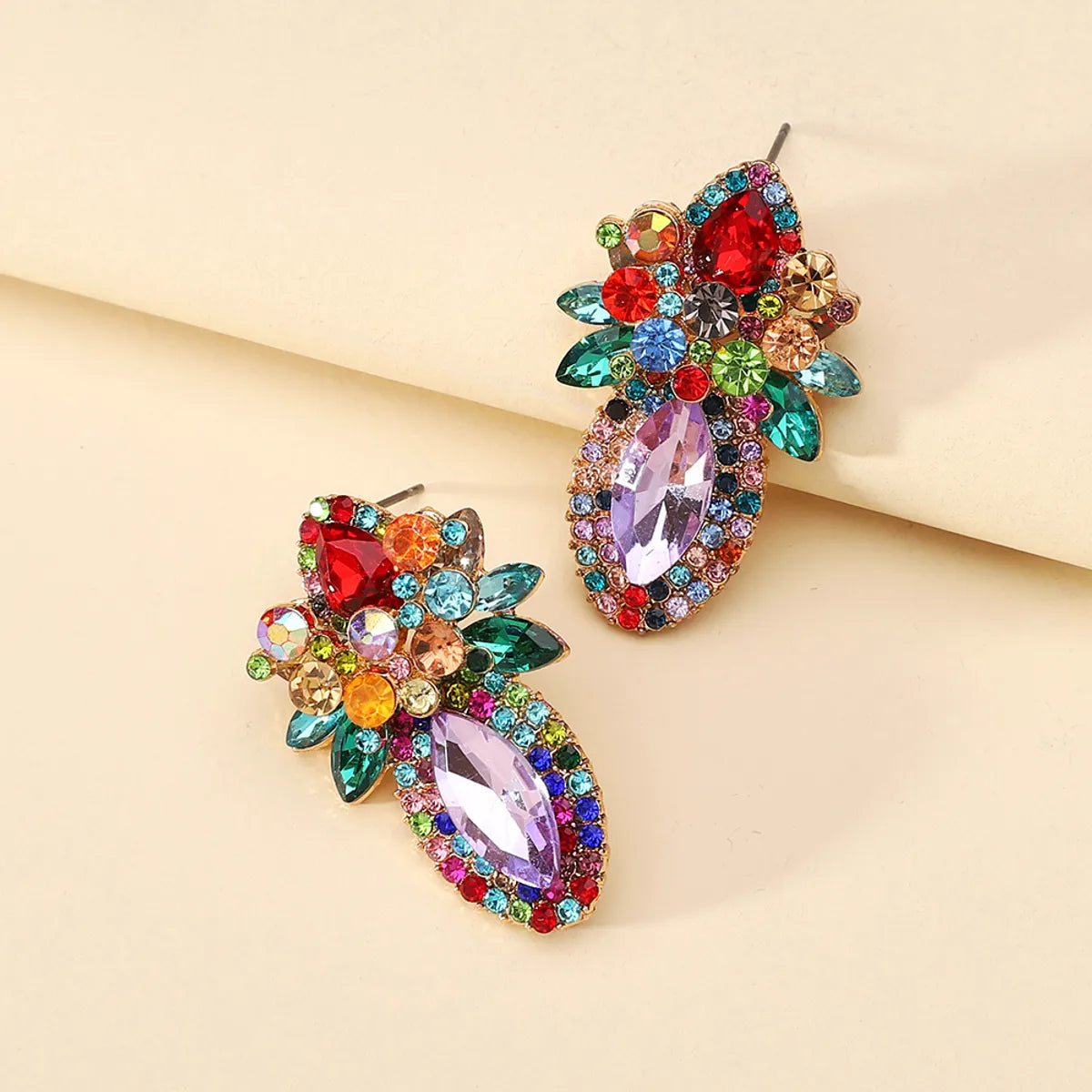 Wholesale Jewelry Elegant Classical Shiny Flower Alloy Artificial Crystal Inlay Ear Studs