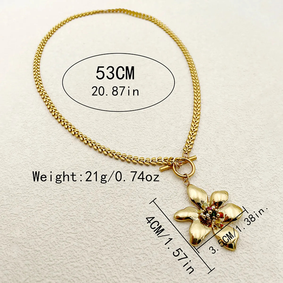 Wholesale Jewelry Elegant Classical Sweet Flower 304 Stainless Steel 14K Gold Plated Toggle Pendant Necklace