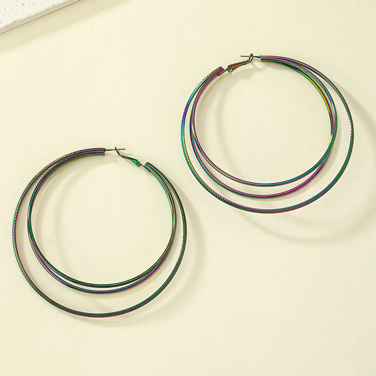 Wholesale Jewelry Elegant Color Block Alloy Ferroalloy Hoop Earrings