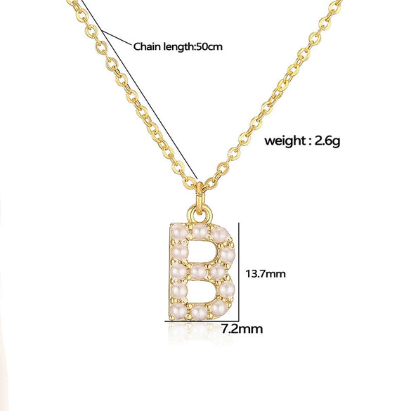 Wholesale Jewelry Elegant Copper Set With Pearl Letter Necklace O Chain Women's