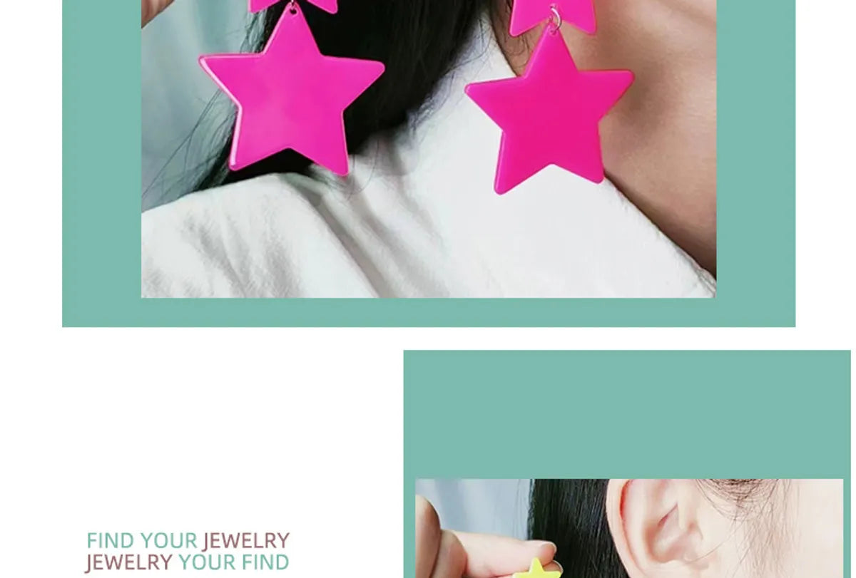 Wholesale Jewelry Elegant Cute Geometric Star Arylic Spray Paint Drop Earrings