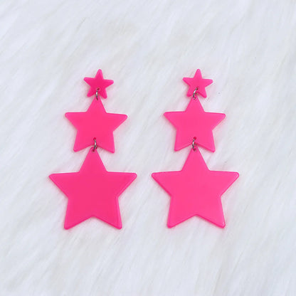 Wholesale Jewelry Elegant Cute Geometric Star Arylic Spray Paint Drop Earrings