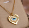 Wholesale Jewelry Elegant Cute Streetwear Devil'S Eye Heart Shape Eye 316 Stainless Steel  Brass Rhinestones Zircon 18K Gold Plated Inlay Pendant Necklace