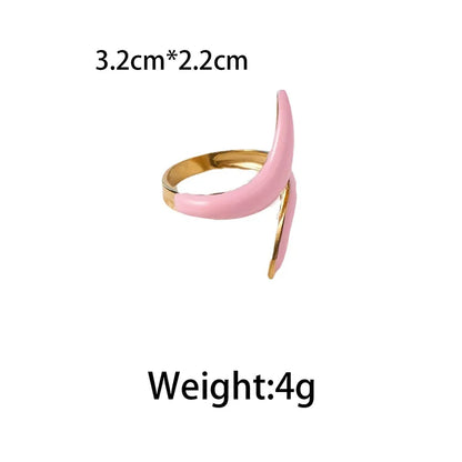 Wholesale Jewelry Elegant Cute Sweet Cross Flower 304 Stainless Steel Natural Stone 14K Gold Plated Enamel Plating Rings