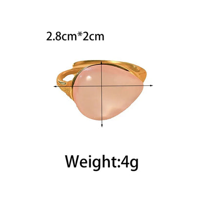 Wholesale Jewelry Elegant Cute Sweet Cross Flower 304 Stainless Steel Natural Stone 14K Gold Plated Enamel Plating Rings