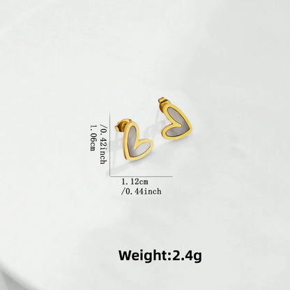 Wholesale Jewelry Elegant Cute Sweet Heart Shape 304 Stainless Steel Shell 18K Gold Plated Plating Inlay Earrings Necklace