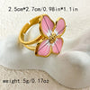 Wholesale Jewelry Elegant Cute Sweet Peacock Avocado Flower 304 Stainless Steel 14K Gold Plated Enamel Plating Rings