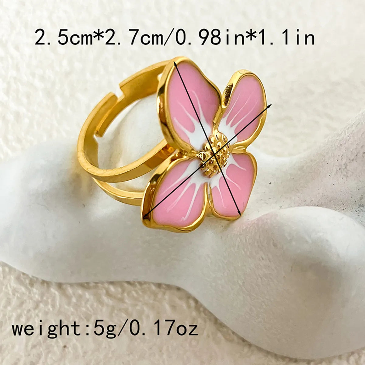 Wholesale Jewelry Elegant Cute Sweet Peacock Avocado Flower 304 Stainless Steel 14K Gold Plated Enamel Plating Rings