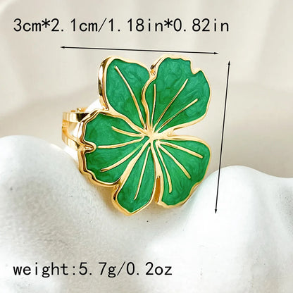 Wholesale Jewelry Elegant Cute Sweet Peacock Avocado Flower 304 Stainless Steel 14K Gold Plated Enamel Plating Rings