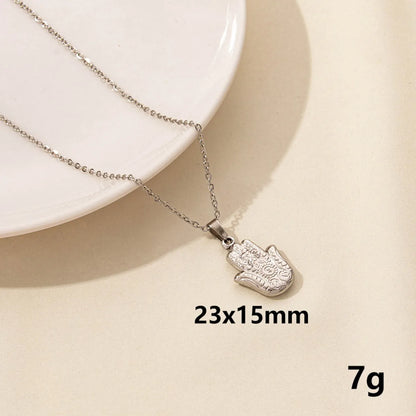 Wholesale Jewelry Elegant Devil'S Eye Palm 304 Stainless Steel Chain Pendant Necklace