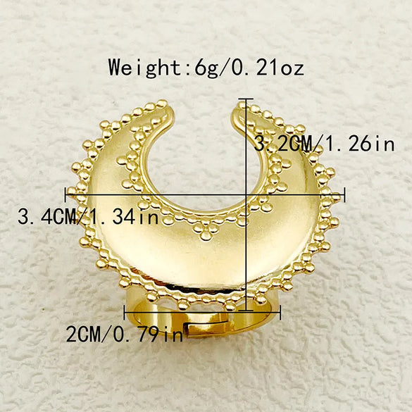 Wholesale Jewelry Elegant Exaggerated Sun Star Moon 304 Stainless Steel 14K Gold Plated Plating Open Rings