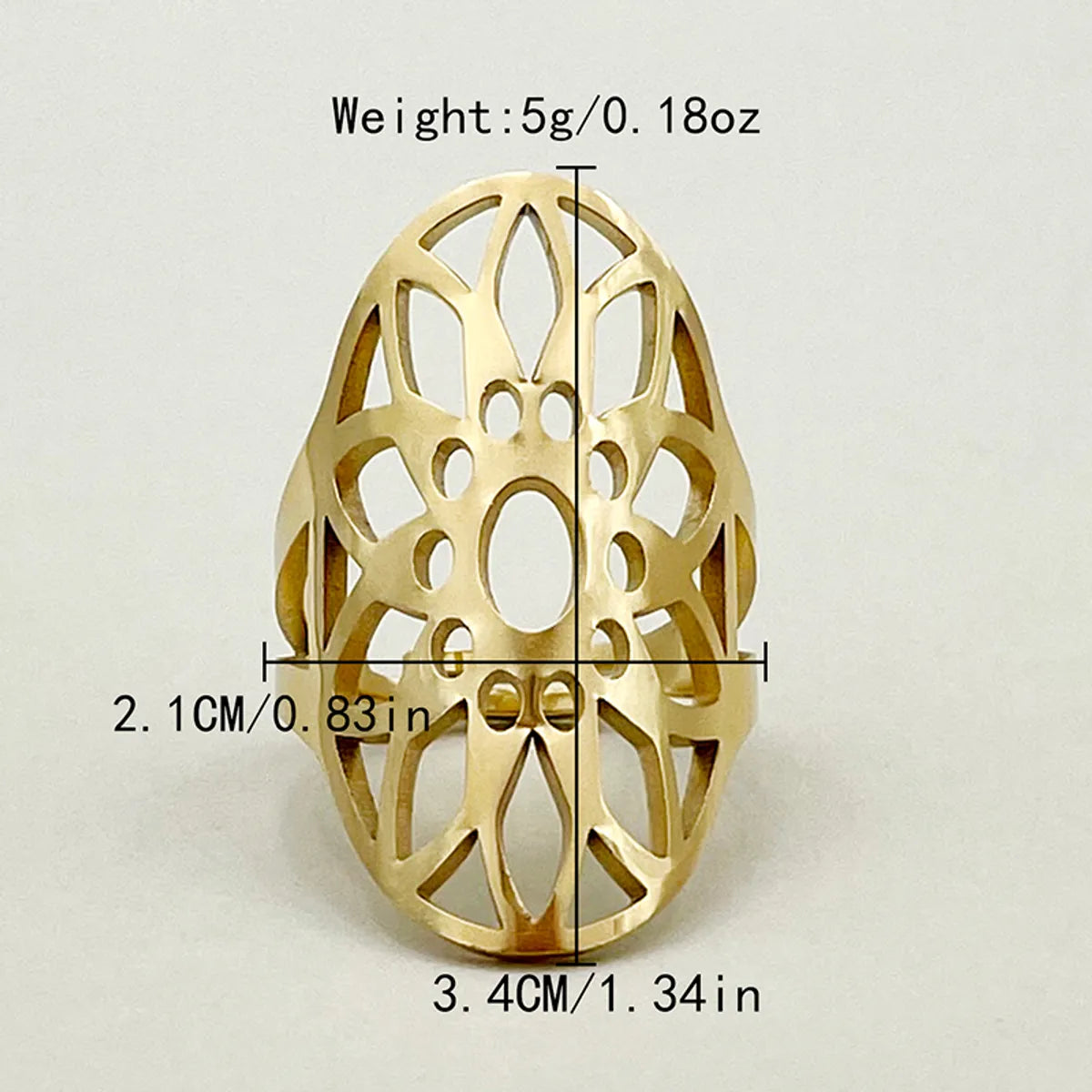 Wholesale Jewelry Elegant Flower 304 Stainless Steel 14K Gold Plated Hollow Out Open Rings