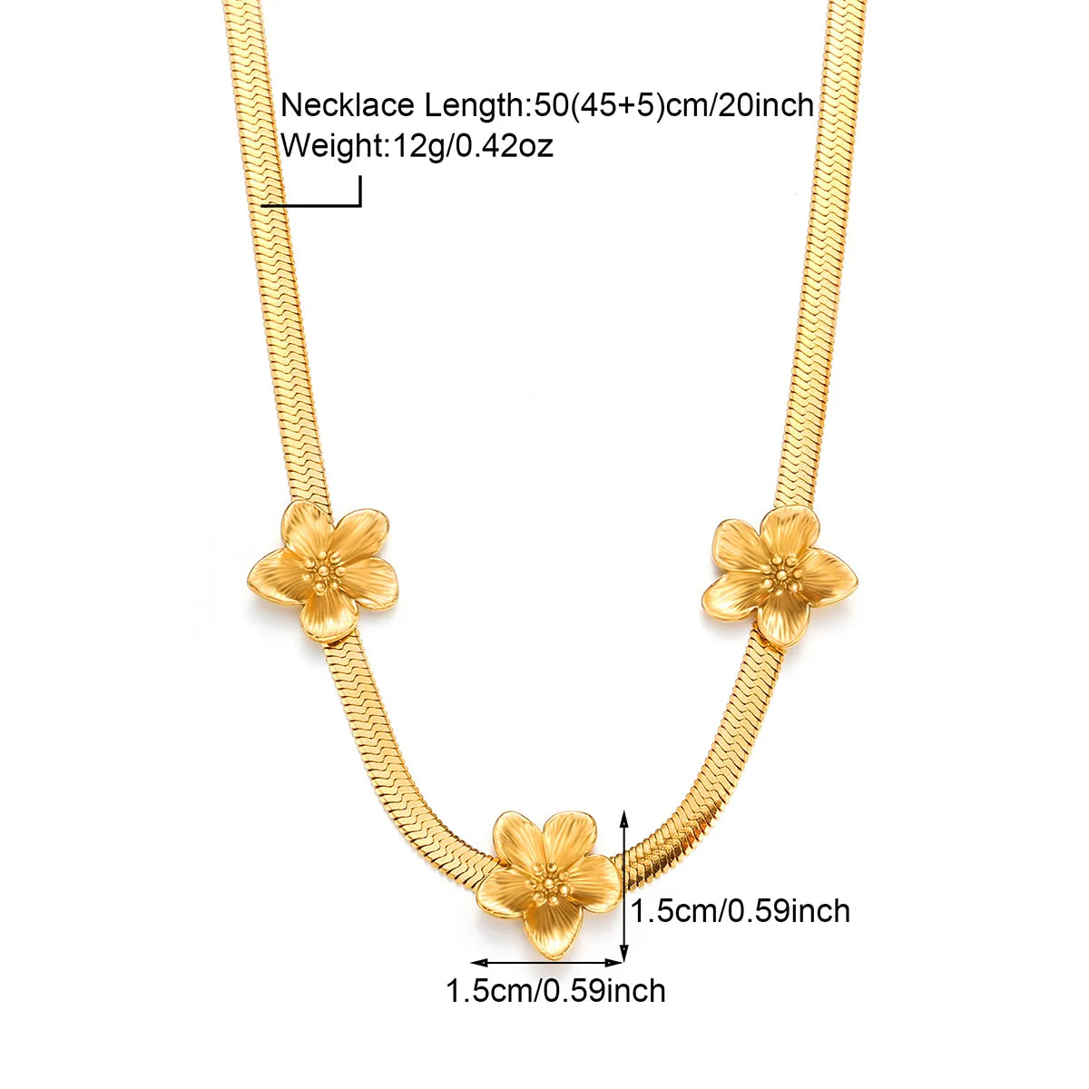 Wholesale Jewelry Elegant Flower 304 Stainless Steel 18K Gold Plated Necklace