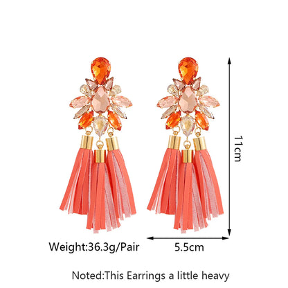 Wholesale Jewelry Elegant Flower Ferroalloy Rhinestones Glass Hollow Out Inlay Drop Earrings