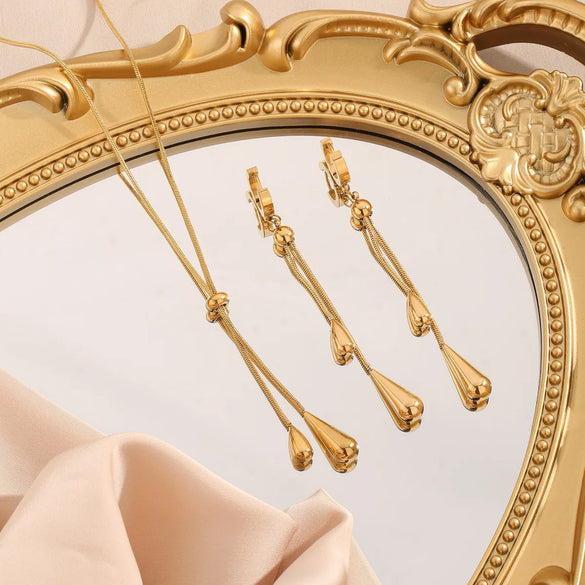 Wholesale Jewelry Elegant French Style Streetwear Geometric 304 Stainless Steel 18K Gold Plated Plating Jewelry Set