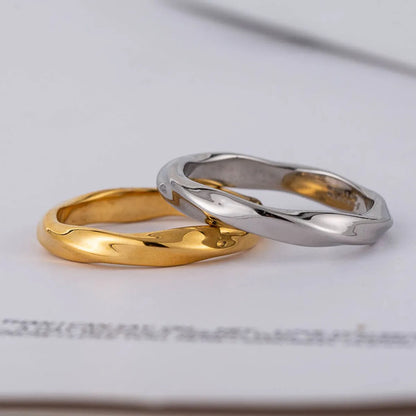 Wholesale Jewelry Elegant Geometric 316 Stainless Steel  18K Gold Plated Shiny Metallic Polishing Rings