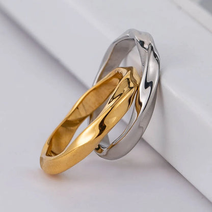 Wholesale Jewelry Elegant Geometric 316 Stainless Steel  18K Gold Plated Shiny Metallic Polishing Rings