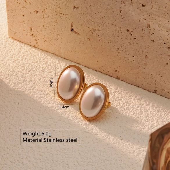 Wholesale Jewelry Elegant Geometric Oval 304 Stainless Steel 18K Gold Plated Jewelry Set