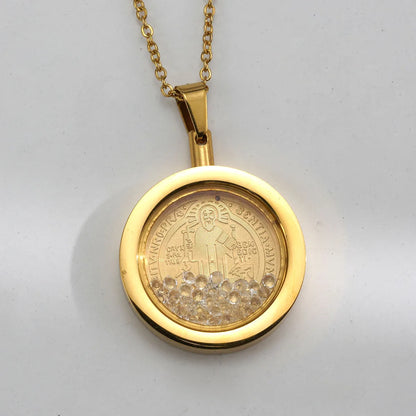 Wholesale Jewelry Elegant Geometric Round Titanium Steel Pendant Necklace