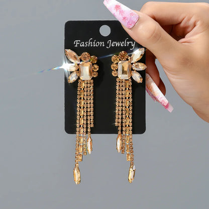 Wholesale Jewelry Elegant Glam Luxurious Butterfly Copper Alloy Glass Inlay Dangling Earrings