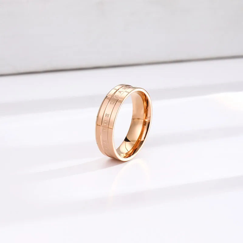 Wholesale Jewelry Elegant Glam Luxurious Round Titanium Steel 18K Gold Plated Round Rings