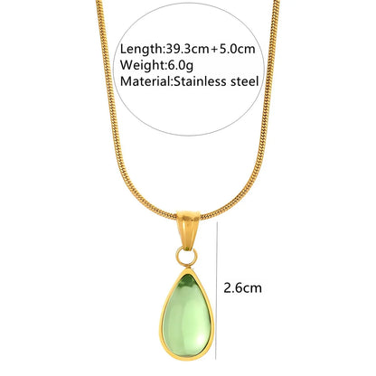 Wholesale Jewelry Elegant Glam Luxurious Water Droplets 304 Stainless Steel 18K Gold Plated Plating Pendant Necklace