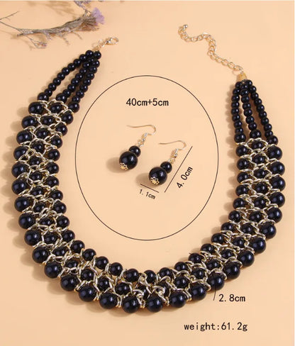 Wholesale Jewelry Elegant Glam Solid Color Alloy Plastic Handmade Earrings Necklace Jewelry Set