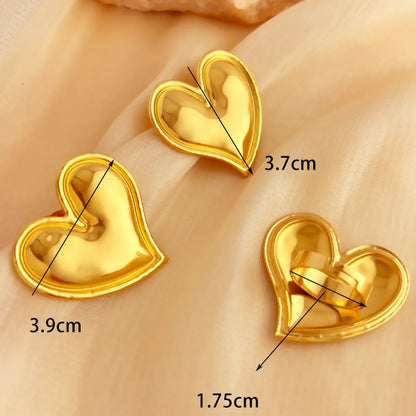 Wholesale Jewelry Elegant Hawaiian Beach Heart Shape 304 Stainless Steel 18K Gold Plated Jewelry Set