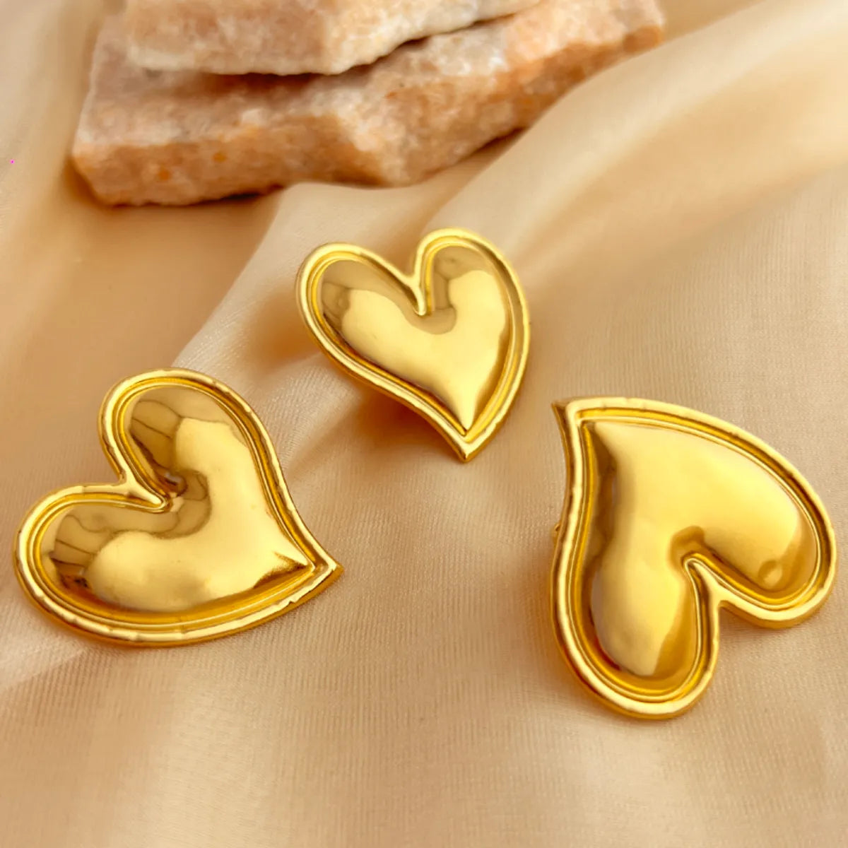 Wholesale Jewelry Elegant Hawaiian Beach Heart Shape 304 Stainless Steel 18K Gold Plated Jewelry Set