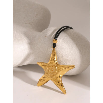 Wholesale Jewelry Elegant Hawaiian Starfish 304 Stainless Steel Wax Rope Pendant Necklace