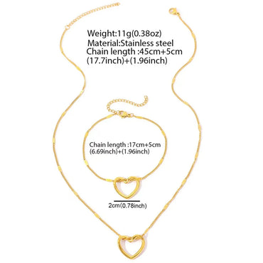 Wholesale Jewelry Elegant Heart Shape 304 Stainless Steel 18K Gold Plated Hollow Out Pendant Necklace