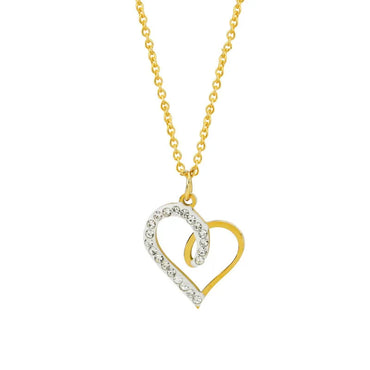 Wholesale Jewelry Elegant Heart Shape Titanium Steel Zircon Plating Inlay Pendant Necklace