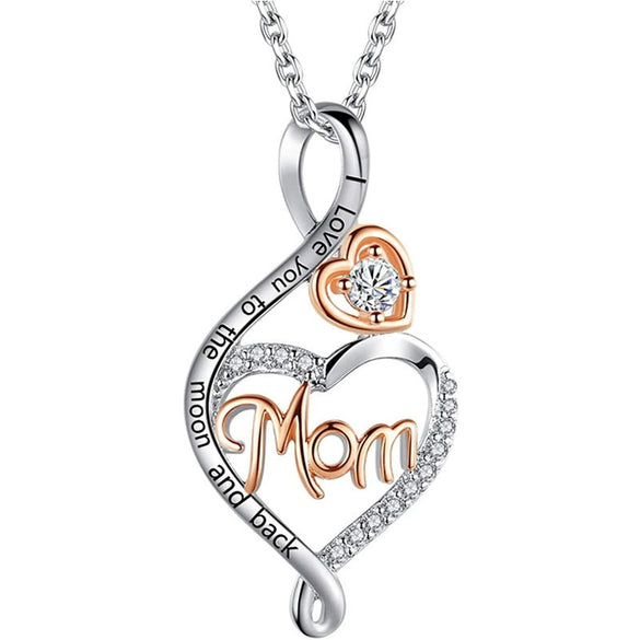 Wholesale Jewelry Elegant Heart Shaped Copper Mixed Gem Inlay Zircon Necklace With O Chain