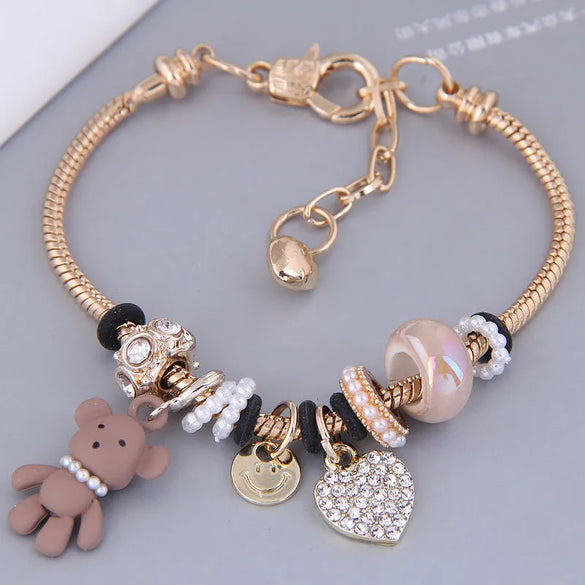 Elegant Lady Bear Heart Shape Alloy Plating Inlay Zircon Women'S Bangle