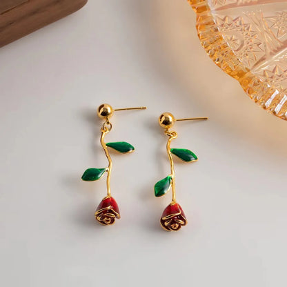 Wholesale Jewelry Elegant Lady Flower Alloy Plating Drop Earrings