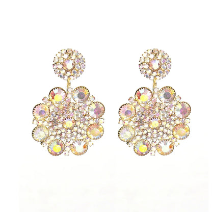 Wholesale Jewelry Elegant Lady Flower Alloy Rhinestones Silver Plated Plating Inlay Drop Earrings