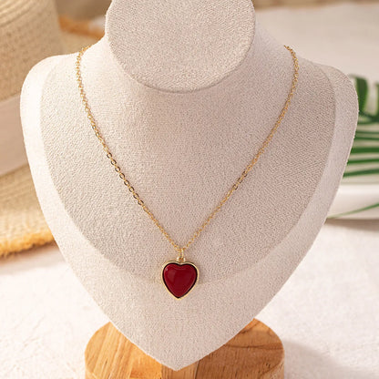 Wholesale Jewelry Elegant Lady Modern Style Heart Shape Plastic Zinc Alloy Artificial Pearls Inlay Pendant Necklace