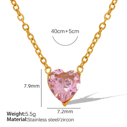 Wholesale Jewelry Elegant Lady Simple Style Heart Shape Titanium Steel Zircon Plating Jewelry Set