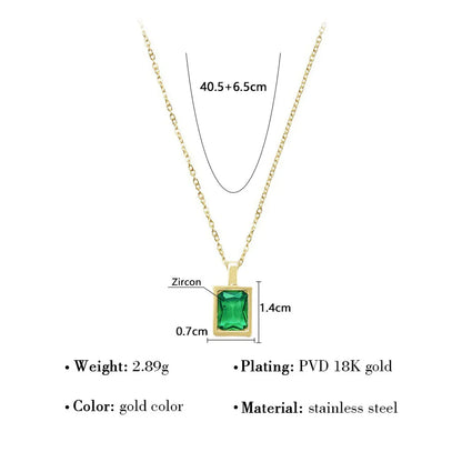 Wholesale Jewelry Elegant Lady Streetwear Geometric Square Titanium Steel Zircon Plating Inlay Pendant Necklace