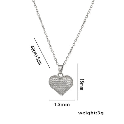 Wholesale Jewelry Elegant Lady Streetwear Heart Shape 304 Stainless Steel Copper Plating Pendant Necklace