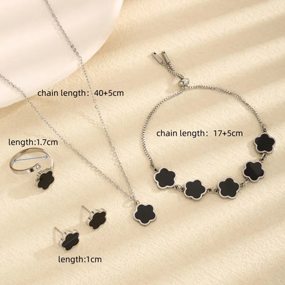 Wholesale Jewelry Elegant Lady Streetwear Parthenocissus Grass 304 Stainless Steel Acrylic Inlay Rings Earrings Necklace