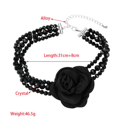 Wholesale Jewelry Elegant Lady Sweet Flower Artificial Crystal Beaded Choker